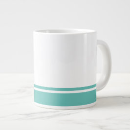 Modern White Light Teal Grund Rim Tävla Rand Jumbo Mugg