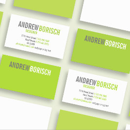 Modern White Lime Green Business Card Template Visitkort