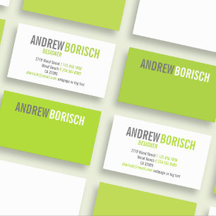 Modern White Lime Green Business Card Template Visitkort