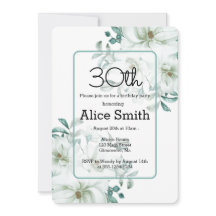 Modern White Magnolia Greenery 30års födelsedag In