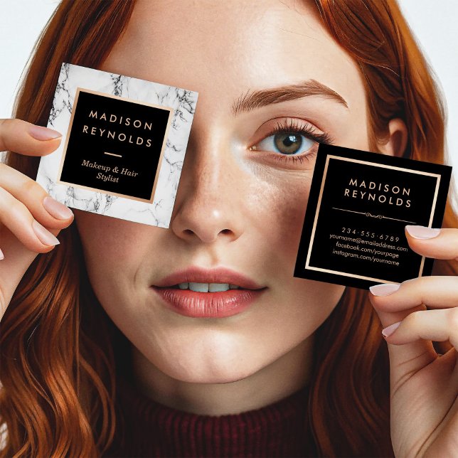 Modern White Marble Beauty Salon Fyrkantigt Visitkort (Skapare uppladdad)