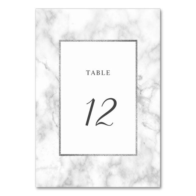 Modern White Marble Bröllop Bordsnummer Card (Baksidan)