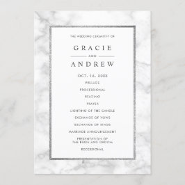 Modern White Marble Bröllop Ceremony Program