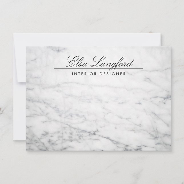 Modern White Marble Luxury Designer Flat Notecard Anteckningskort (Framsida)