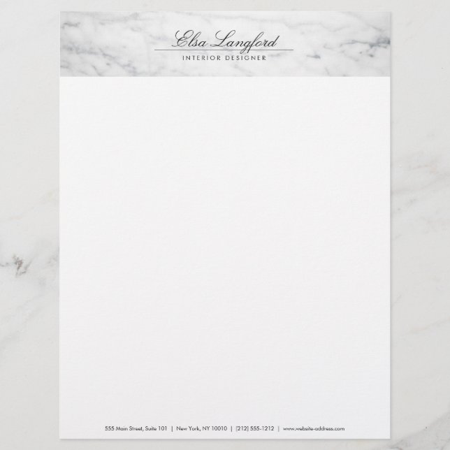 Modern White Marble Luxury Designer Letterhead Brevhuvud (Framsida)