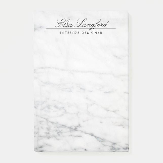 Modern White Marble Luxury Designer Post-it Block (Framsida)