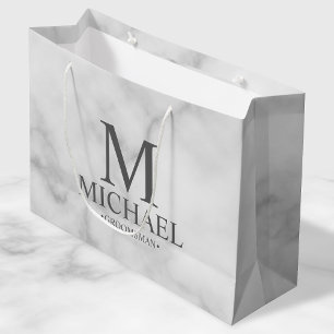 Modern White Marble Personlig Groomsman