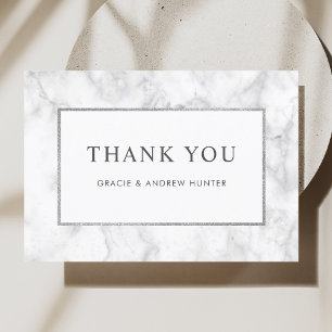 Modern White Marble Silver Glitter Tack Kort