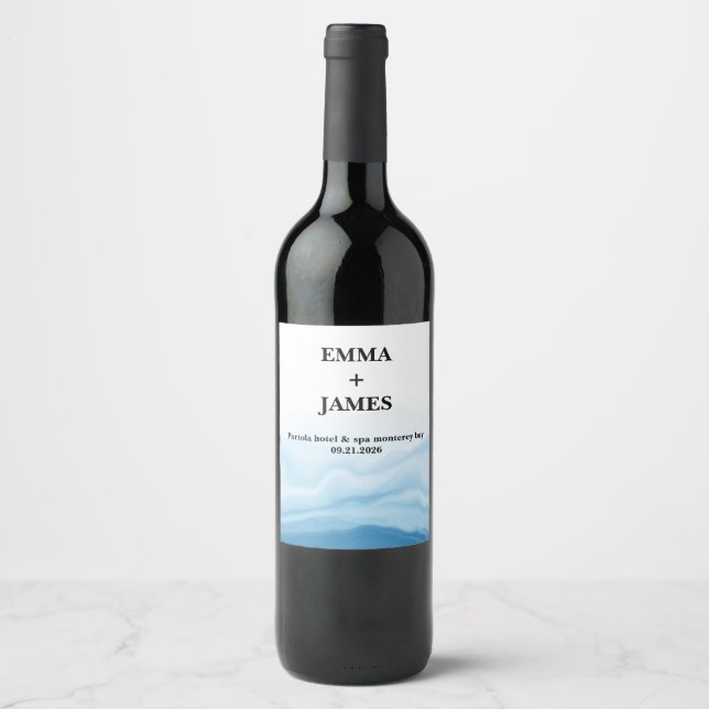 Modern White Marble Vin-etikett Vinflaska Etikett (Framsida)