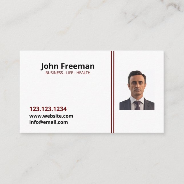 Modern White med Red Linjer Insurance Agent Visitkort (Framsida)