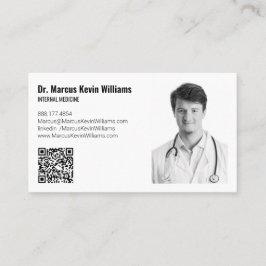 Modern White Minimalist Medical Doctor Horizontal Visitkort