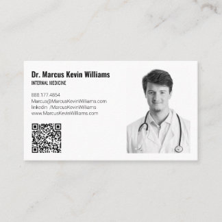 Modern White Minimalist Medical Doctor Horizontal Visitkort