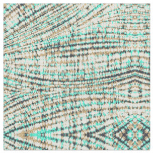 Modern White Mint & Guld Tie-Dye vågigt linjer de Tyg