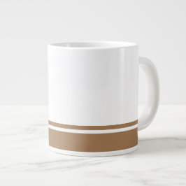 Modern White Mocha Brown Grund Rim Tävla Rand Jumbo Mugg