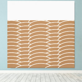 Modern White Mocha Brown Tiled Art Deco Vågar Canvastryck