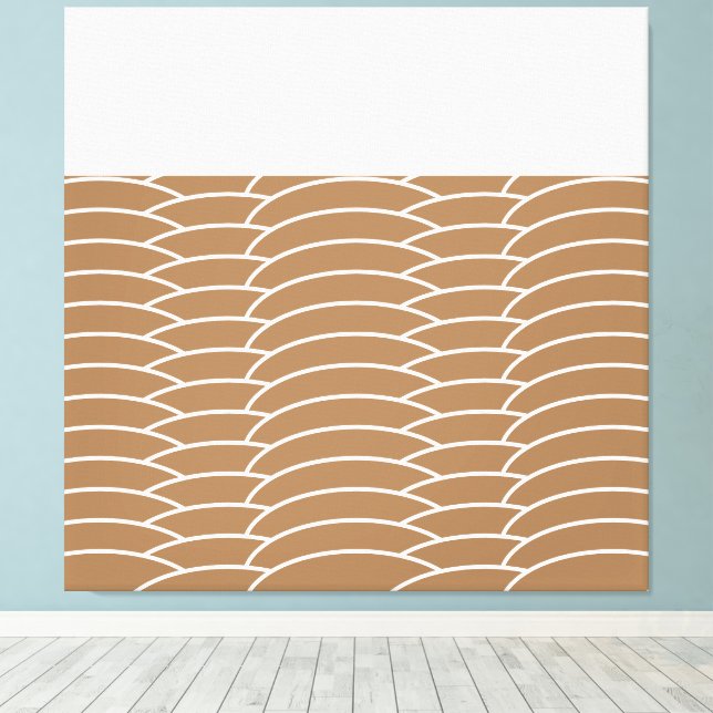 Modern White Mocha Brown Tiled Art Deco Vågar Canvastryck (Insitu (trägolv))