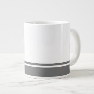 Modern White Mörk Grått Grund Rim Tävla Rand Jumbo Mugg