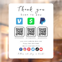 Modern White Multi QR Code Paypal Venmo Pengarar A