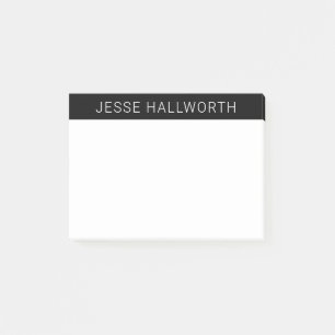 Modern White Namn eller Business på Black Post-it Block