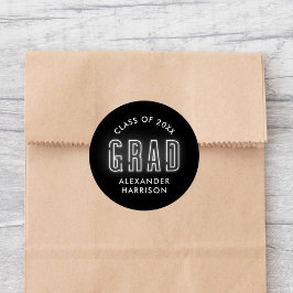 Modern White Neon Studenten Runt Klistermärke