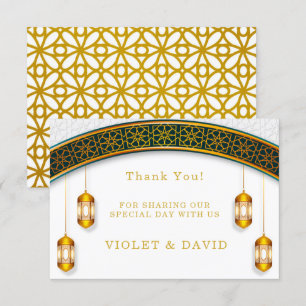 Modern White och Guld Islamic Tack Kort