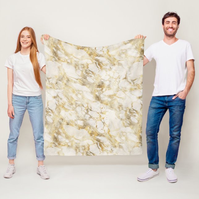 Modern White och Guld Marble Mönster Fleecefilt (På plats)