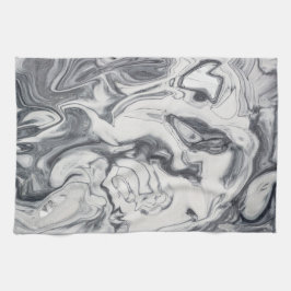 Modern White och Mörk Grått Marble Mönster Kökshandduk
