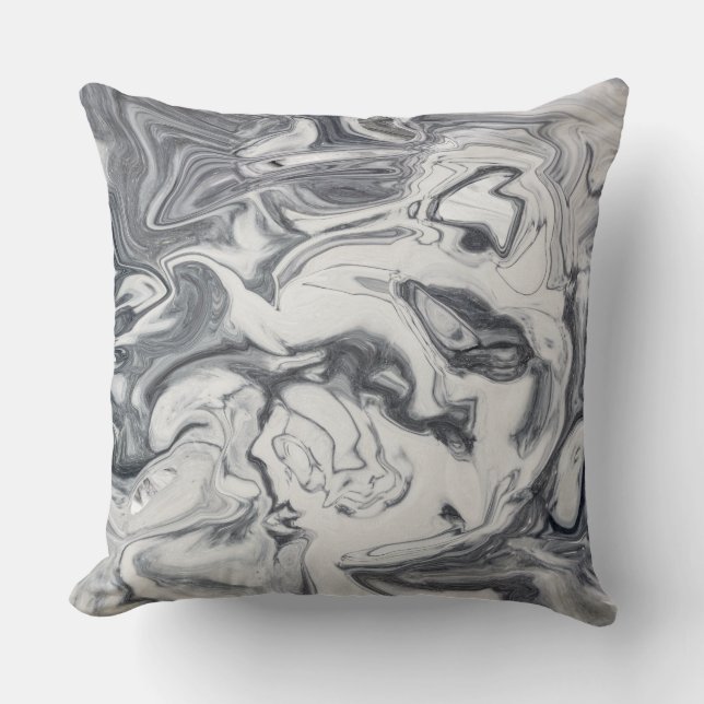 Modern White och Mörk Grått Marble Mönster Kudde (Framsida)