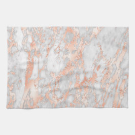 Modern White och Ro Guld Marble Mönster Kökshandduk