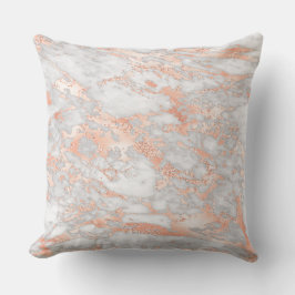 Modern White och Ro Guld Marble Mönster Kudde
