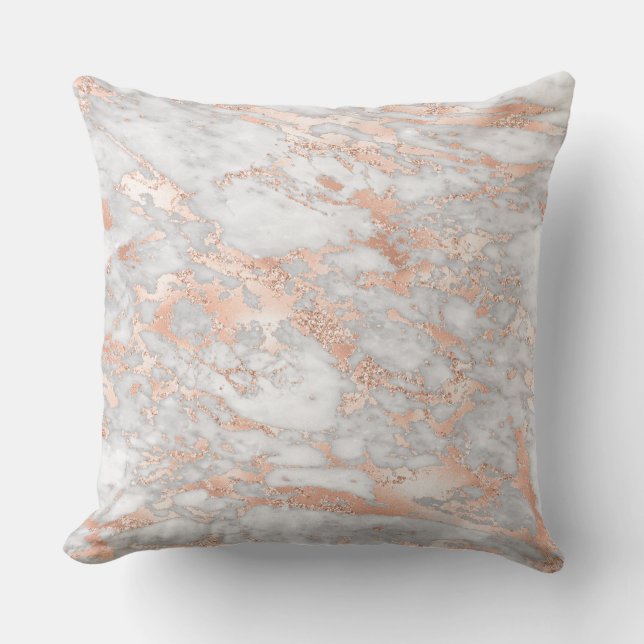 Modern White och Ro Guld Marble Mönster Kudde (Framsida)