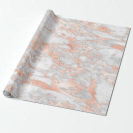 Modern White och Ro Guld Marble Mönster Presentpapper