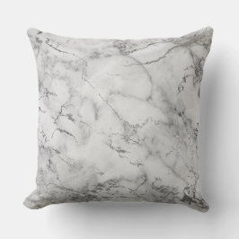 Modern White och Silver Glitter Marble Mönster Kudde