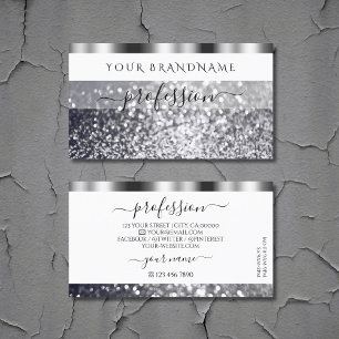 Modern White och Silver Sparkling Glitter Shimmery Visitkort
