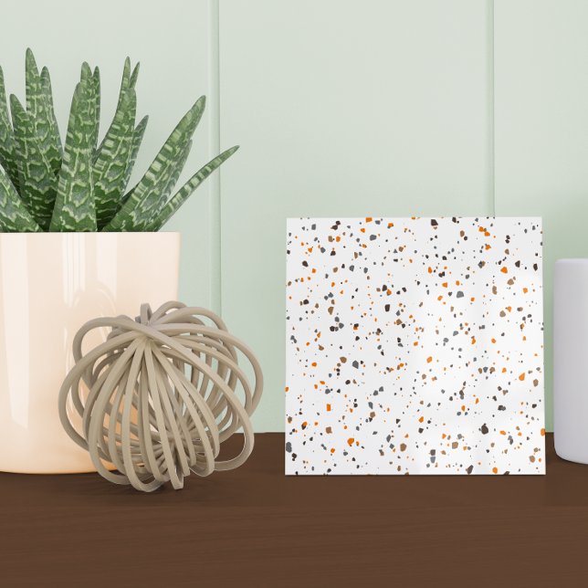 Modern White Orange Brown Terrazzo Kakelplatta (Skapare uppladdad)