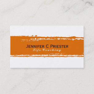 Modern White & Orange Grunge Rand Visitkort
