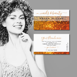 Modern White Orange Guld Gnistra Glitter Glamous Visitkort
