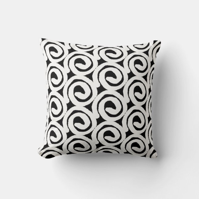 Modern White på Svarta Spiral Dekorativ kudde (Framsida)