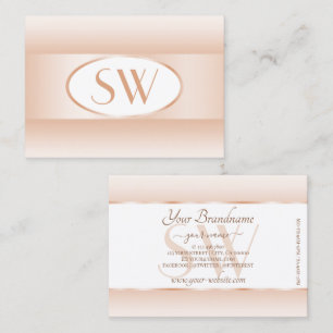 Modern White Pastel Rosa Ombre Oval Ram Monogram Visitkort