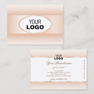 Modern White Pastel Rosa Ombre Oval Ram och Logoty Visitkort