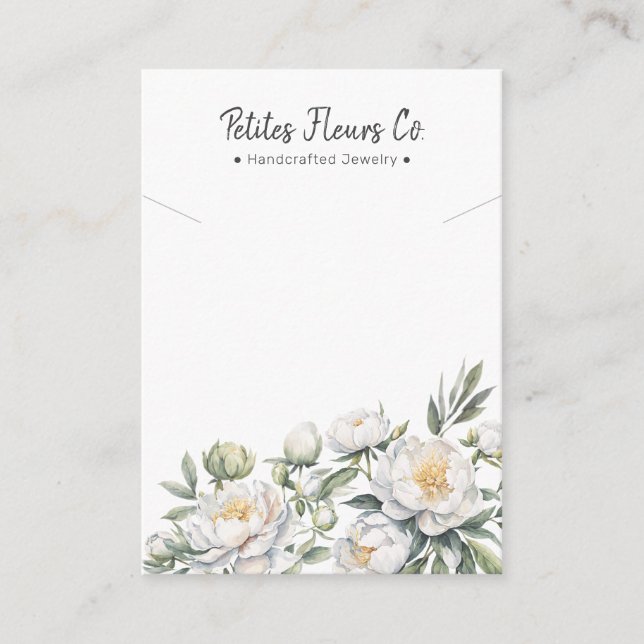 Modern White Peonies Blommigt Bunch Necklace Visni (Framsida)