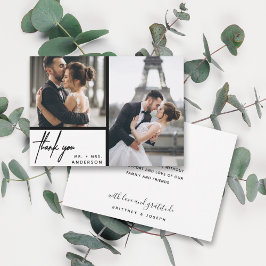 Modern White Photo Collage Bröllop Tack