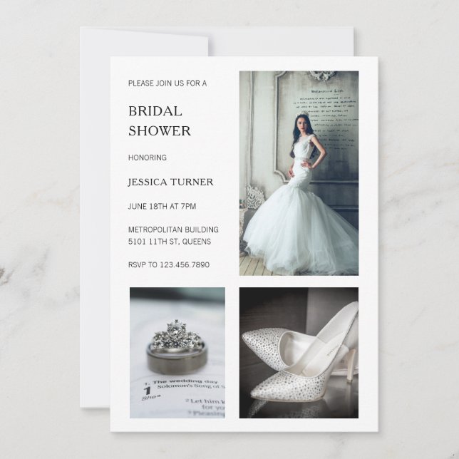 Modern White Photo Collage Möhippa Inbjudningar (Framsida)