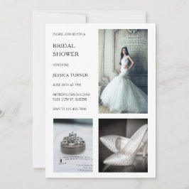 Modern White Photo Collage Möhippa Inbjudningar