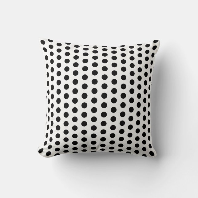 Modern White Polka dots på Black Kudde (Framsida)