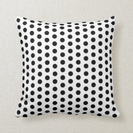 Modern White Polka dots på Black Kudde