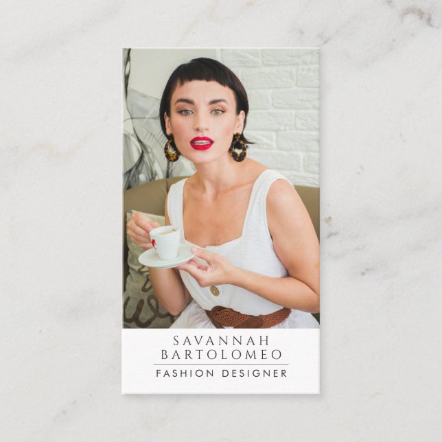 Modern White Professionell Business Photo QR-kod Visitkort (Framsida)