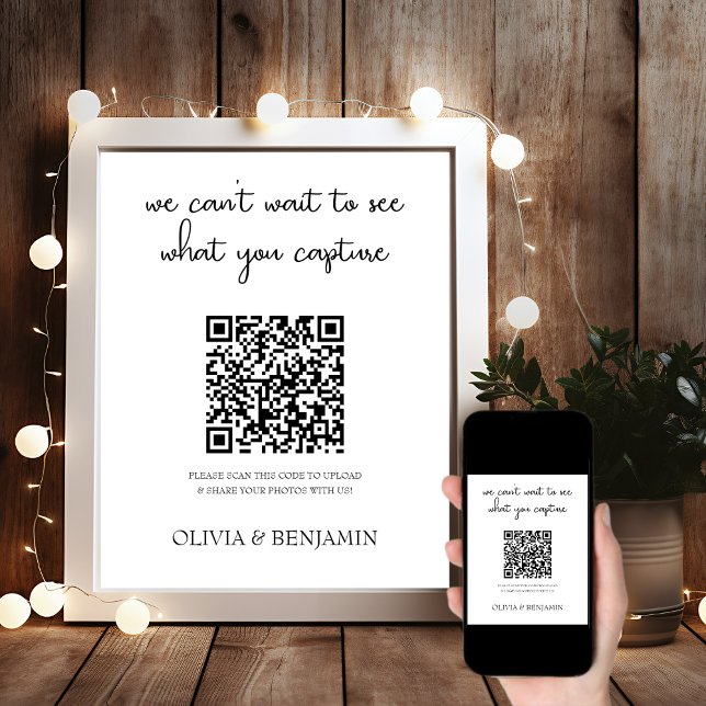 Modern White |  QR-kodsignatur för Bröllop Photo  Poster (Skapare uppladdad)