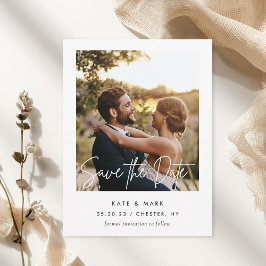 Modern White Ram Photo Bröllop spara datum Vykort