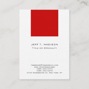 Modern White Red Clean Minimalist Visitkort